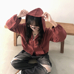 チェックスエードウィンドブレーカー BURGUNDY