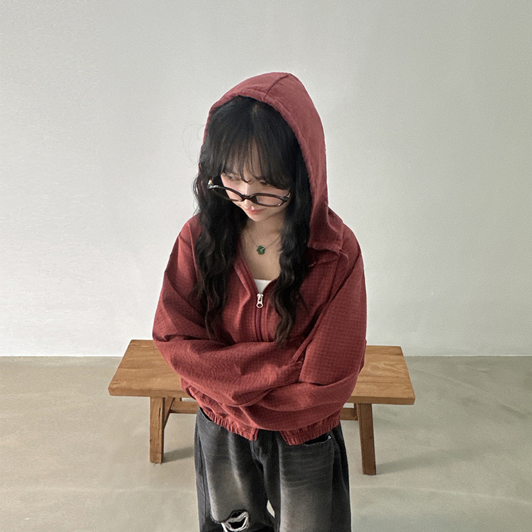 チェックスエードウィンドブレーカー BURGUNDY