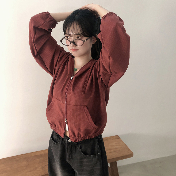 チェックスエードウィンドブレーカー BURGUNDY