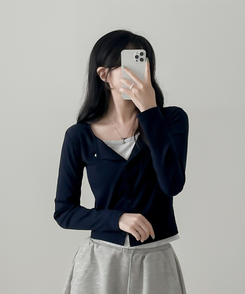 ペンダントレイヤードカーディガン(6color) DARK NAVY