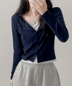 ペンダントレイヤードカーディガン(6color) DARK NAVY