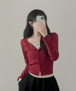 ペンダントレイヤードカーディガン(6color) RED