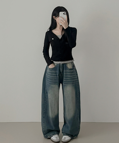 ペンダントレイヤードカーディガン(6color) BLACK