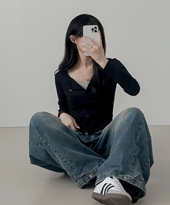 ペンダントレイヤードカーディガン(6color) BLACK