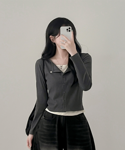 ペンダントレイヤードカーディガン(6color) CHARCOAL