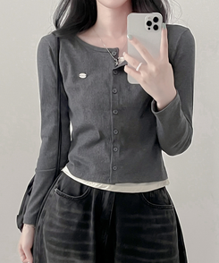 ペンダントレイヤードカーディガン(6color) CHARCOAL