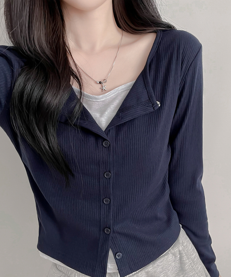 ペンダントレイヤードカーディガン(6color) DARK NAVY