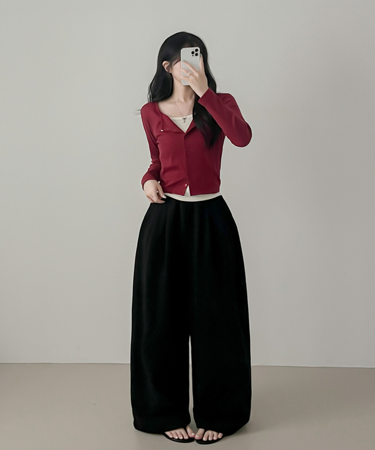 ペンダントレイヤードカーディガン(6color) RED