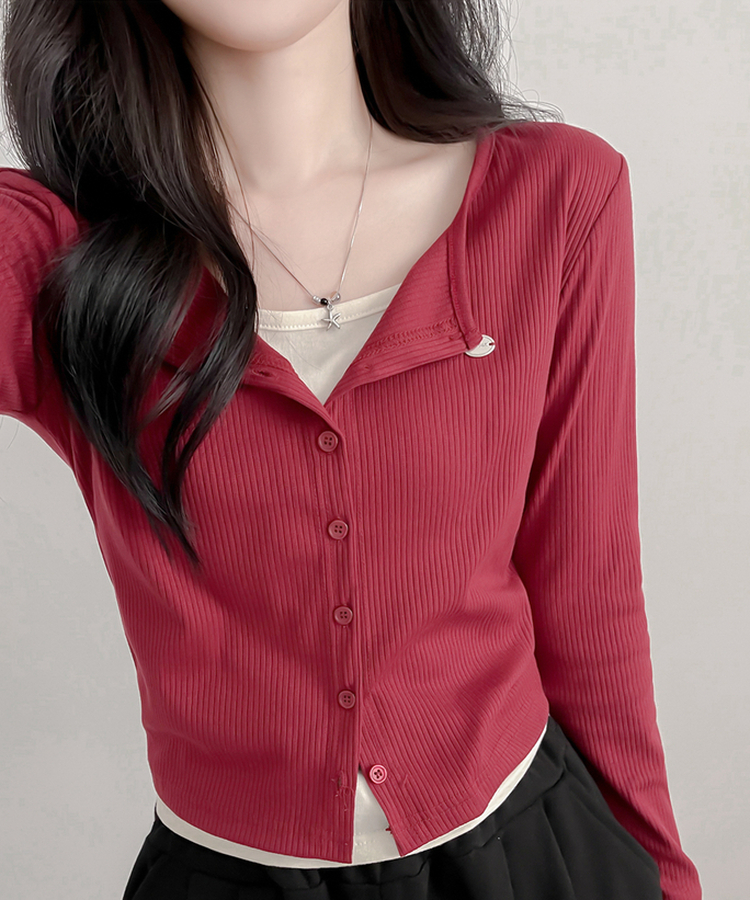 ペンダントレイヤードカーディガン(6color) RED