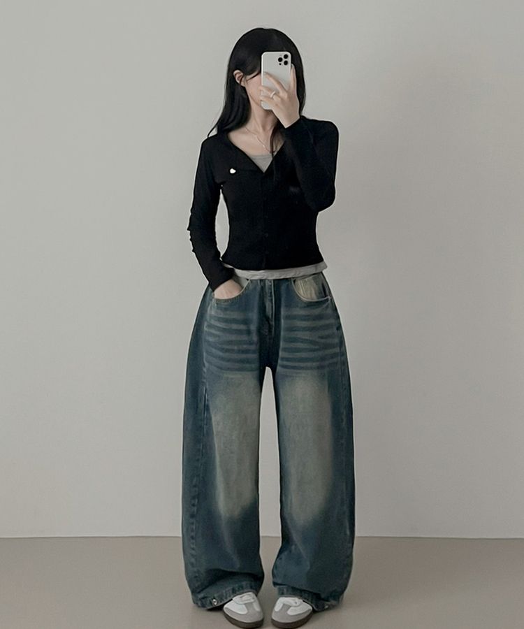 ペンダントレイヤードカーディガン(6color) BLACK