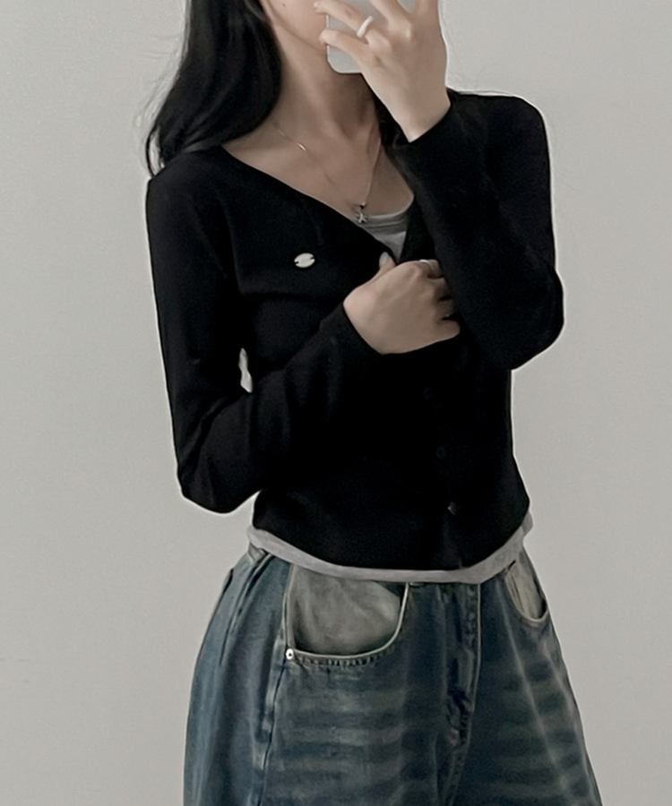 ペンダントレイヤードカーディガン(6color) BLACK