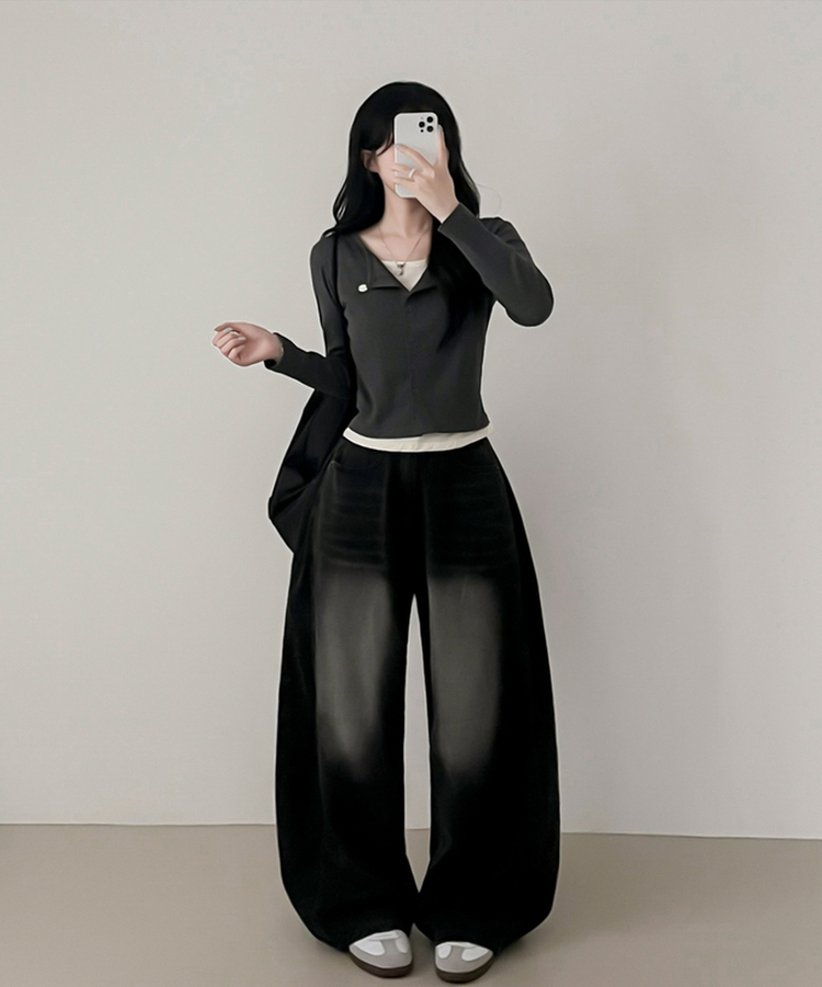 ペンダントレイヤードカーディガン(6color) CHARCOAL