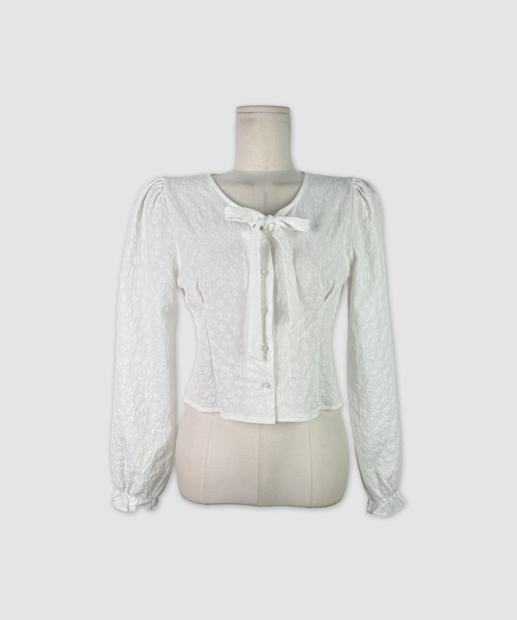 リボンフラワーボタンブラウス