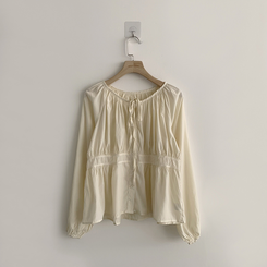 자신있는 추천 실물보장 말라핏 라운드 소매 퍼프 가을 프릴 긴팔 블라우스 루즈핏 여름 상의 하객룩 3color