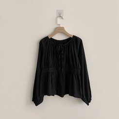 자신있는 추천 실물보장 말라핏 라운드 소매 퍼프 가을 프릴 긴팔 블라우스 루즈핏 여름 상의 하객룩 3color