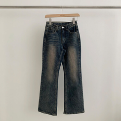 【丈別】ウォッシングセミブーツカットデニムパンツ(5color)