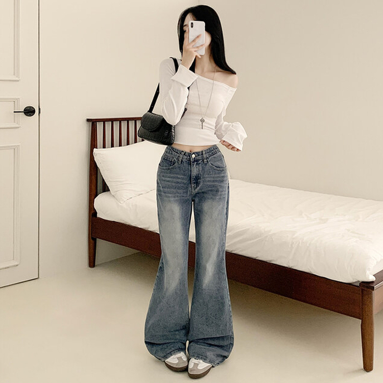 【丈別】ウォッシングセミブーツカットデニムパンツ(5color) VINTAGE LIGHT BLUE