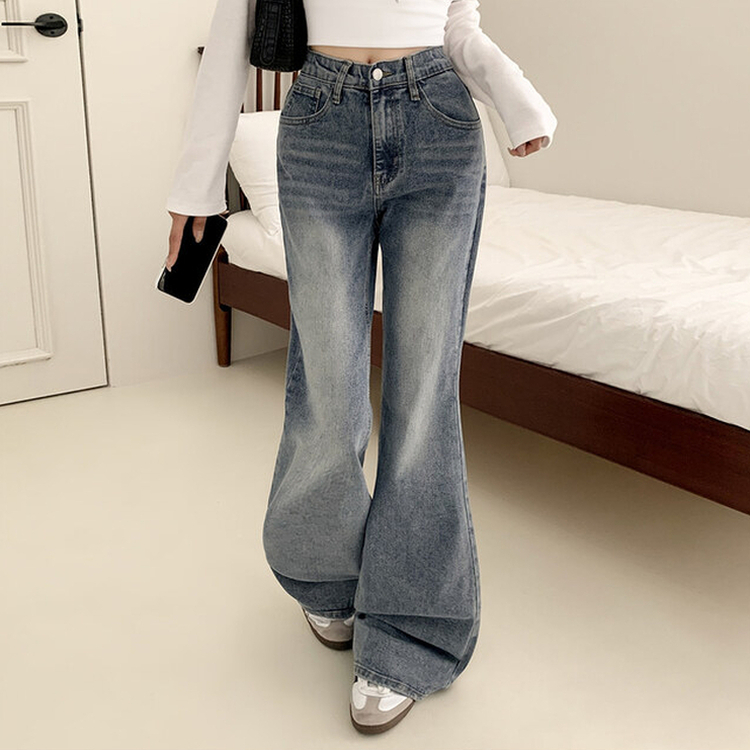 【丈別】ウォッシングセミブーツカットデニムパンツ(5color) VINTAGE LIGHT BLUE