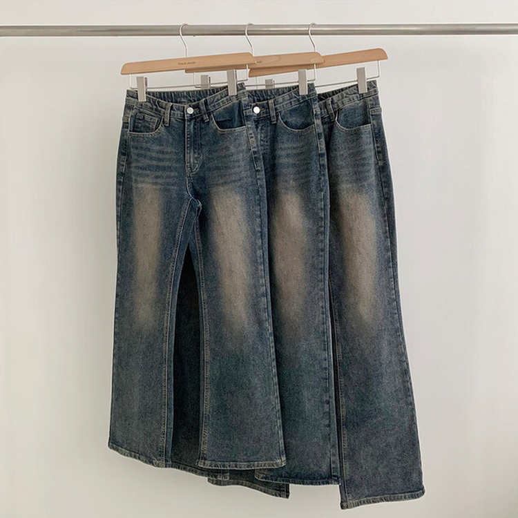 【丈別】ウォッシングセミブーツカットデニムパンツ(5color)