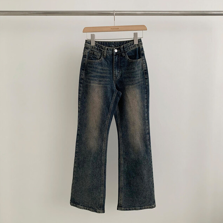 【丈別】ウォッシングセミブーツカットデニムパンツ(5color)