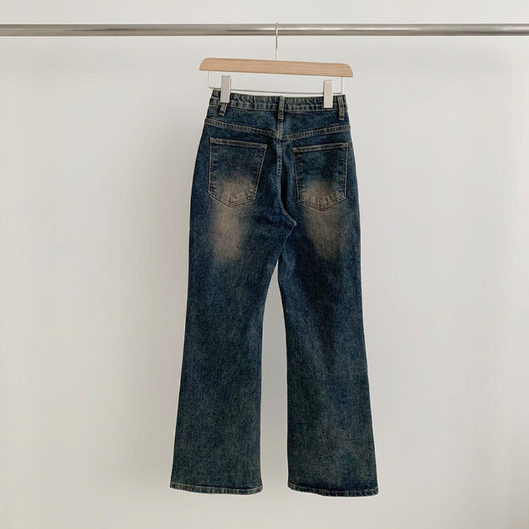 【丈別】ウォッシングセミブーツカットデニムパンツ(5color)