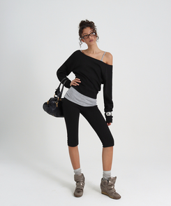 スウェットオフショルダートレーナー BLACK