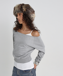 スウェットオフショルダートレーナー MELANGE GRAY