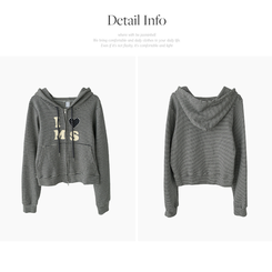 아론 레터링 스트라이프 단가라 투웨이 후드 집업