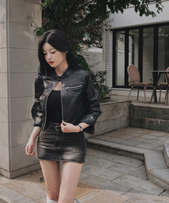 サイドジッパーデニムスカートパンツ BLACK