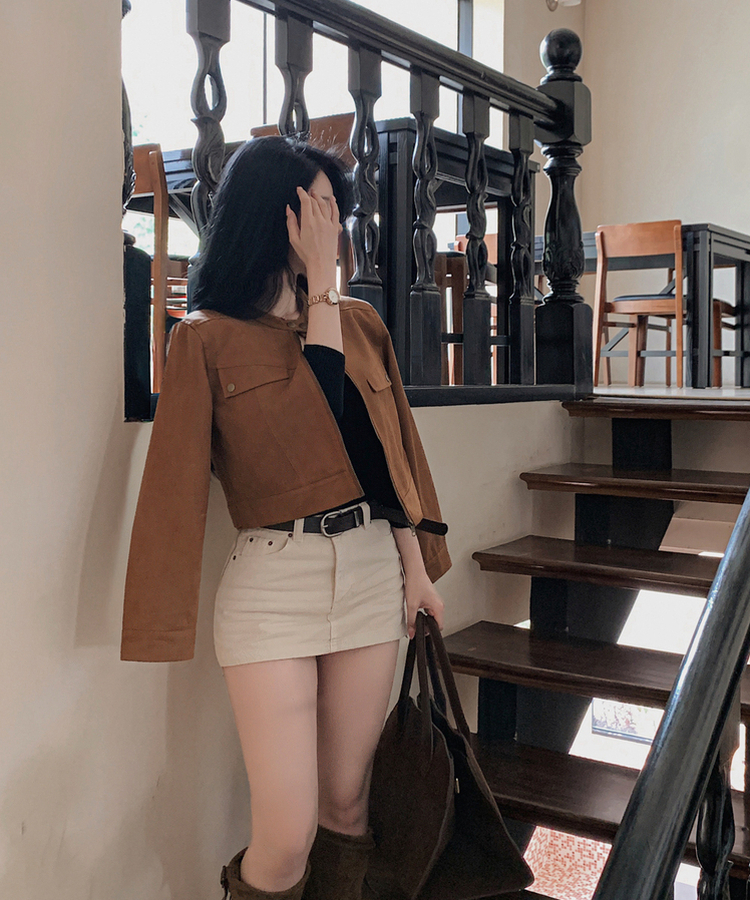 サイドジッパーデニムスカートパンツ IVORY