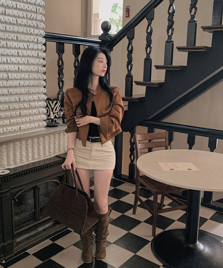 サイドジッパーデニムスカートパンツ IVORY