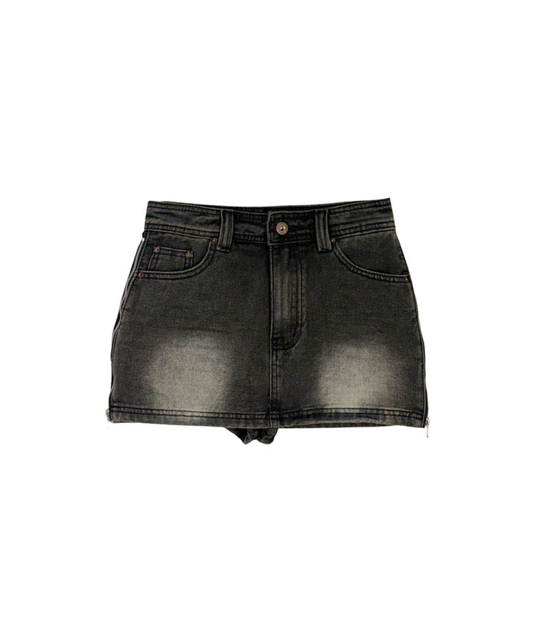 サイドジッパーデニムスカートパンツ