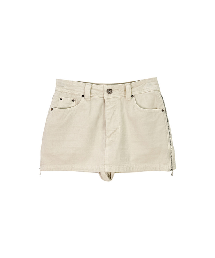 サイドジッパーデニムスカートパンツ