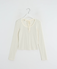 リボンドット長袖Tシャツ