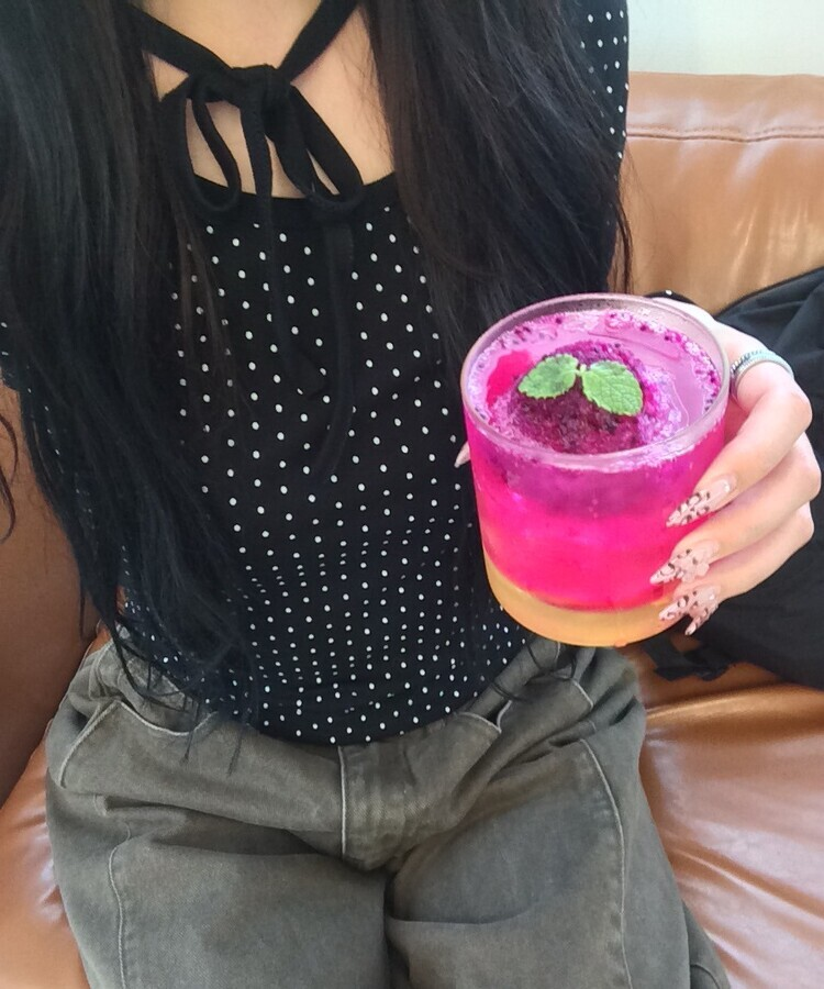 リボンドット長袖Tシャツ BLACK