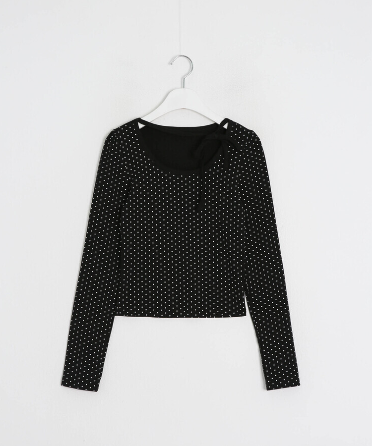 リボンドット長袖Tシャツ