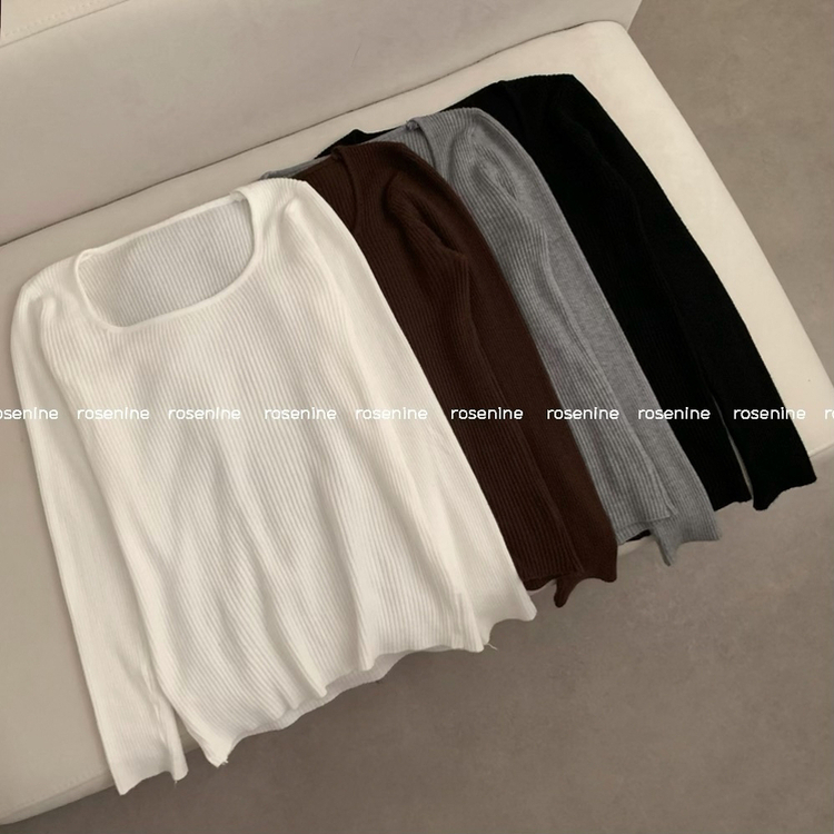 보보 골지 스퀘어넥 긴팔 니트 가을 가을옷 니트티 이너니트 이너티 흰티 레이어드 롱슬리브