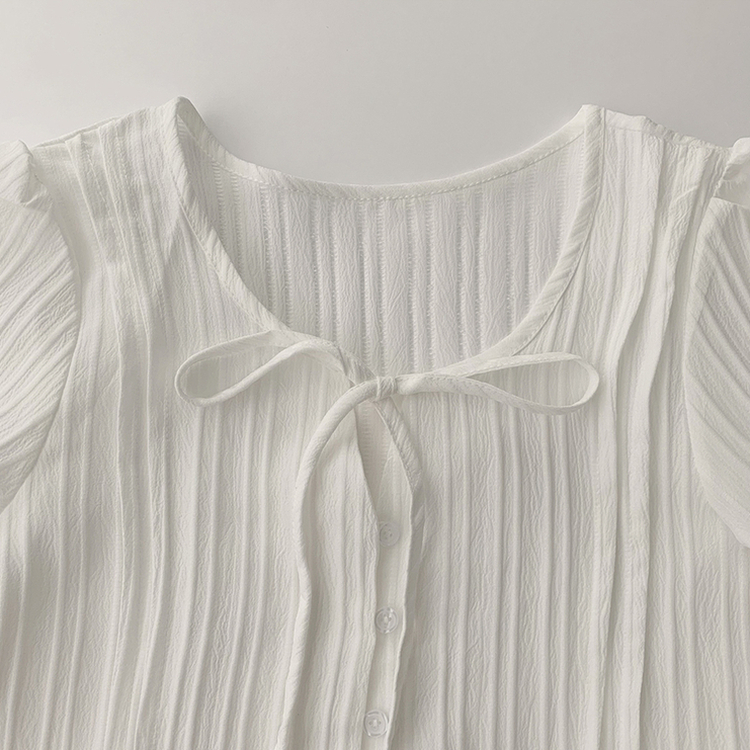 군살 커버로 말라보이는 츄잉 라운드 리본 스트링 긴팔 프릴 어깨 퍼프 가을 긴팔 블라우스 여름 상의 셔츠