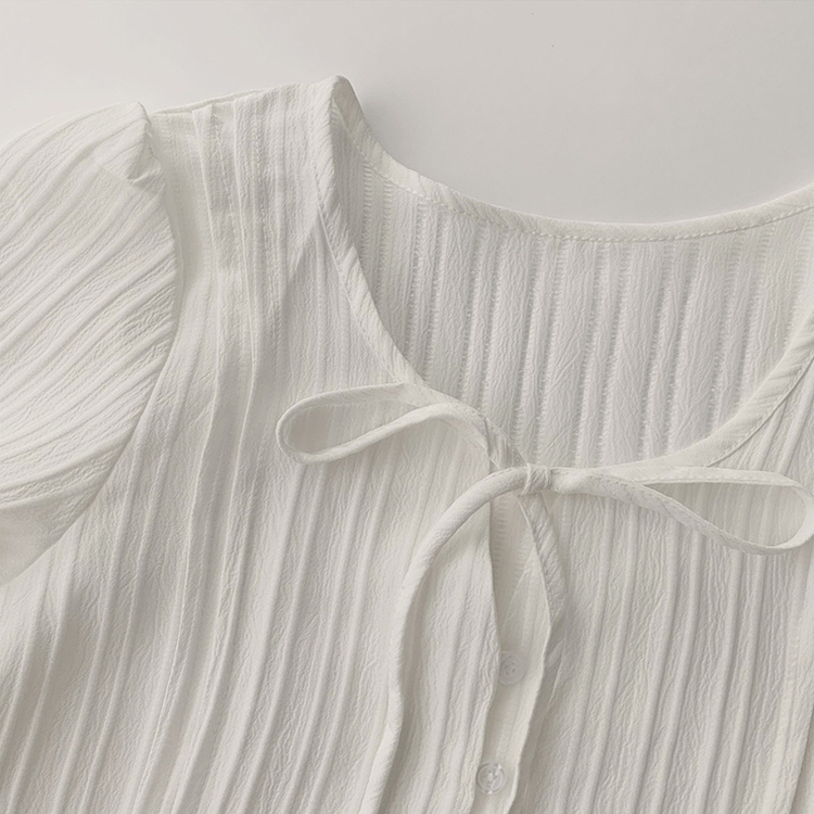 군살 커버로 말라보이는 츄잉 라운드 리본 스트링 긴팔 프릴 어깨 퍼프 가을 긴팔 블라우스 여름 상의 셔츠