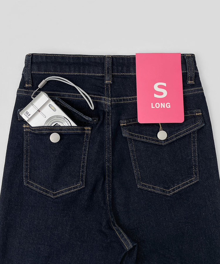 XL생지 쫀쫀 스판 백포켓 포인트 세미 부츠컷 데님 팬츠