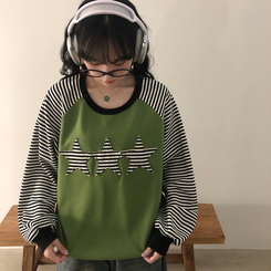 ストライプスターバイカラートレーナー GREEN