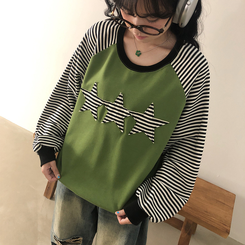 ストライプスターバイカラートレーナー GREEN