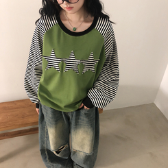 ストライプスターバイカラートレーナー GREEN