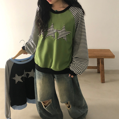 ストライプスターバイカラートレーナー GREEN