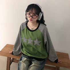 ストライプスターバイカラートレーナー GREEN