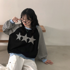 ストライプスターバイカラートレーナー BLACK