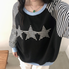 ストライプスターバイカラートレーナー BLACK