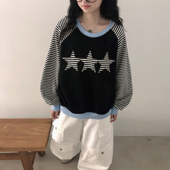 ストライプスターバイカラートレーナー BLACK