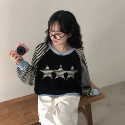 ストライプスターバイカラートレーナー BLACK