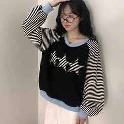 ストライプスターバイカラートレーナー BLACK